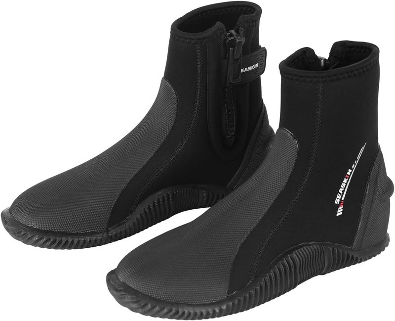 Seaskin 3mm Neoprene Diving Boots Mens Womens, Anti-Slip Rubber Sole Wetsuit Boots for Water Sports - Image 1